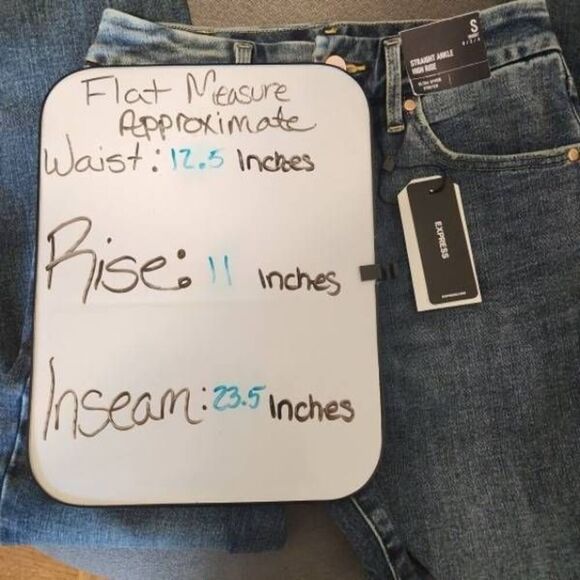 NWT EXPRESS High Rise Raw Hem Flexx Straight Ankle Jeans Women's S Short - Picture 11 of 11